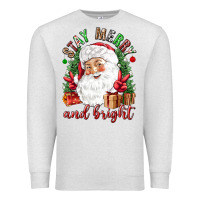 Oatmeal Heather Stay Merry and bright Christmas with santa Premium Sweatshirt - NancyCooperArtShop