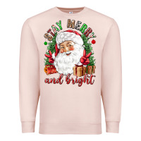 Pale Pink Stay Merry and bright Christmas with santa Premium Sweatshirt - NancyCooperArtShop