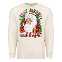 Sandshell Stay Merry and bright Christmas with santa Premium Sweatshirt - NancyCooperArtShop