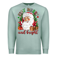 Seafoam Stay Merry and bright Christmas with santa Premium Sweatshirt - NancyCooperArtShop