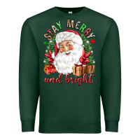 Sports Green Stay Merry and bright Christmas with santa Premium Sweatshirt - NancyCooperArtShop