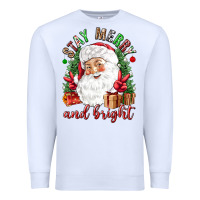 White Stay Merry and bright Christmas with santa Premium Sweatshirt - NancyCooperArtShop