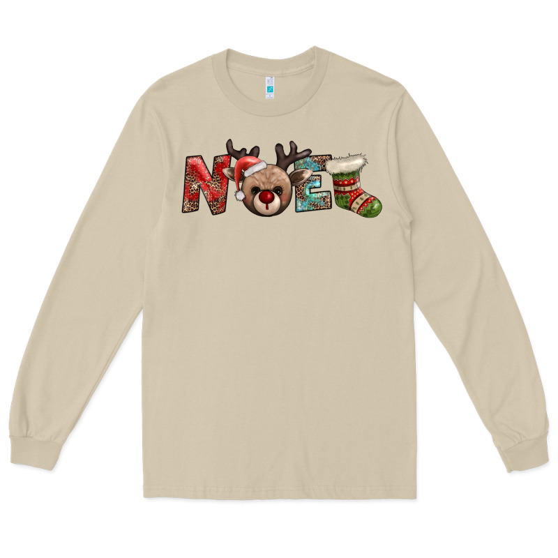 Noel With Sock And Reindeer Long Sleeve Tee by AdoDesignShop | Teevron
