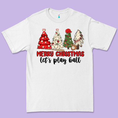 Premium Tee merry christmas let s play ball baseball