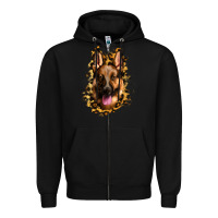 Black german shepherd leopard background Zipper Hoodie - Jasminsmagicworld