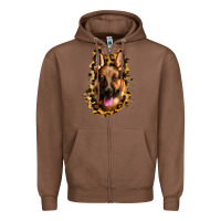 Chestnut german shepherd leopard background Zipper Hoodie - Jasminsmagicworld