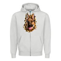 Dove Grey german shepherd leopard background Zipper Hoodie - Jasminsmagicworld