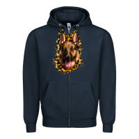 Navy german shepherd leopard background Zipper Hoodie - Jasminsmagicworld