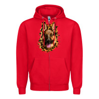 Red german shepherd leopard background Zipper Hoodie - Jasminsmagicworld