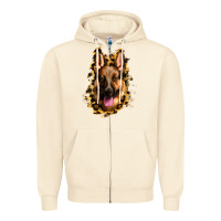 Sandshell german shepherd leopard background Zipper Hoodie - Jasminsmagicworld