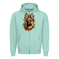 Seafoam german shepherd leopard background Zipper Hoodie - Jasminsmagicworld