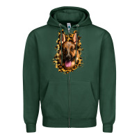 Sports Green german shepherd leopard background Zipper Hoodie - Jasminsmagicworld