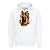 White german shepherd leopard background Zipper Hoodie - Jasminsmagicworld