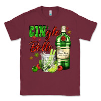 Burgundy gin`gle bells with bottle and cocktail Classic Tee - AdoDesignShop