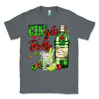 Charcoal Heather gin`gle bells with bottle and cocktail Classic Tee - AdoDesignShop