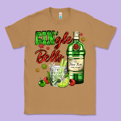 Gin`gle Bells With Bottle And Cocktail Classic Tee Designed By Adodesignshop