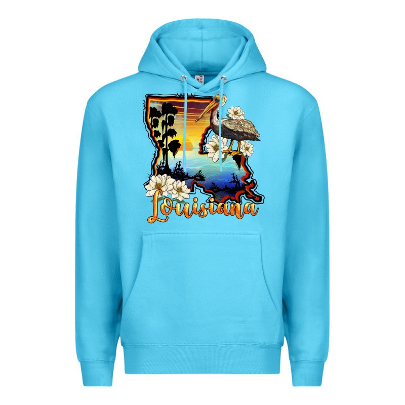 Louisiana  Sunset Map Magnolia Premium Hoodie by BarkalooDesign | Teevron