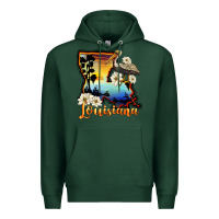 Sports Green louisiana  sunset map magnolia Premium Hoodie - BarkalooDesign