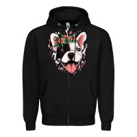 Black french bulldog floral Zipper Hoodie - Jasminsmagicworld