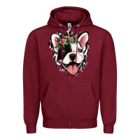Burgundy french bulldog floral Zipper Hoodie - Jasminsmagicworld