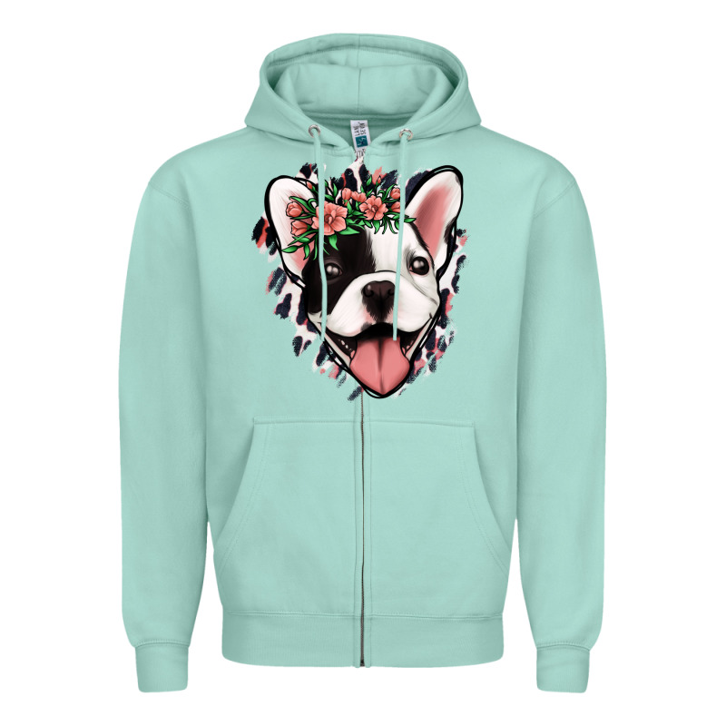 French Bulldog Floral Zipper Hoodie by Jasminsmagicworld | Teevron