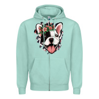 Seafoam french bulldog floral Zipper Hoodie - Jasminsmagicworld