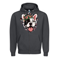 Smoke french bulldog floral Zipper Hoodie - Jasminsmagicworld
