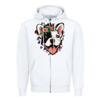 White french bulldog floral Zipper Hoodie - Jasminsmagicworld