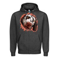 Charcoal Heather dalmatians peach glitter background Zipper Hoodie - Jasminsmagicworld