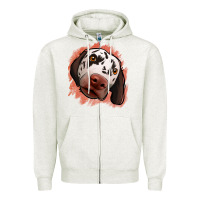 Oatmeal Heather dalmatians peach glitter background Zipper Hoodie - Jasminsmagicworld