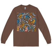 Chestnut American Flag Horseshoe Deamless Pattern Long Sleeve Tee - BundleAndBundleShop