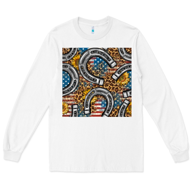 American Flag Horseshoe Deamless Pattern Long Sleeve Tee by BundleAndBundleShop | Teevron