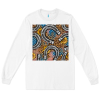 White American Flag Horseshoe Deamless Pattern Long Sleeve Tee - BundleAndBundleShop