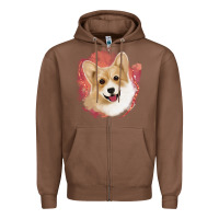 Chestnut corgi peach watercolor background Zipper Hoodie - Jasminsmagicworld