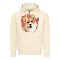 Sandshell corgi peach watercolor background Zipper Hoodie - Jasminsmagicworld