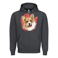 Smoke corgi peach watercolor background Zipper Hoodie - Jasminsmagicworld