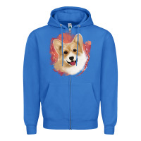 Corgi Peach Watercolor Background Zipper Hoodie | Teevron