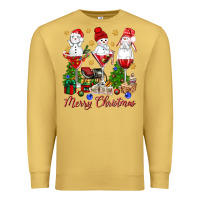 Antique Gold Merry Christmas wine and cocktails Premium Sweatshirt - NancyCooperArtShop
