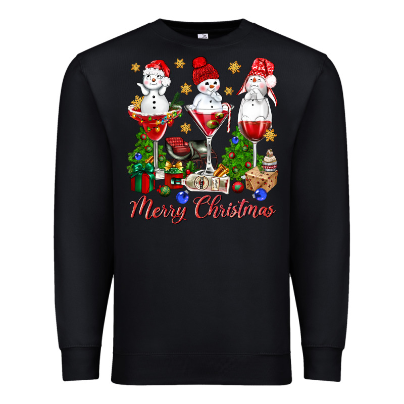 Merry Christmas Wine And Cocktails Premium Sweatshirt by NancyCooperArtShop | Teevron