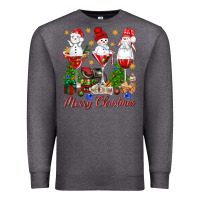 Charcoal Heather Merry Christmas wine and cocktails Premium Sweatshirt - NancyCooperArtShop