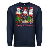 Navy Merry Christmas wine and cocktails Premium Sweatshirt - NancyCooperArtShop