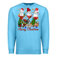 Ocean Blue Merry Christmas wine and cocktails Premium Sweatshirt - NancyCooperArtShop