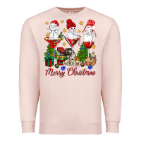Pale Pink Merry Christmas wine and cocktails Premium Sweatshirt - NancyCooperArtShop