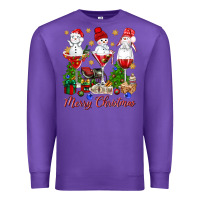 Purple Merry Christmas wine and cocktails Premium Sweatshirt - NancyCooperArtShop