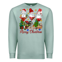 Seafoam Merry Christmas wine and cocktails Premium Sweatshirt - NancyCooperArtShop