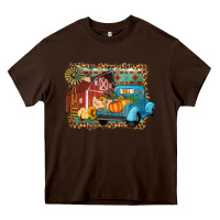Chocolate Brown Farm Life Fall Barn And Truck Heavy Core Tee - Artiststas