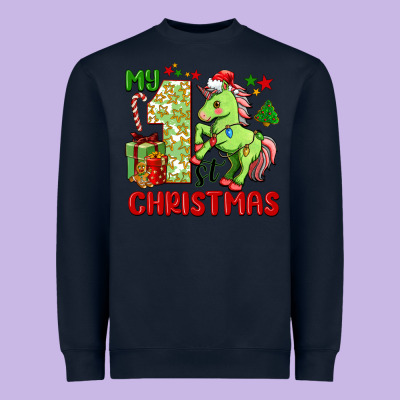 My First Christmas Unicorn Heavyweight Sweatshirt Designed By Fadigitalartstudio