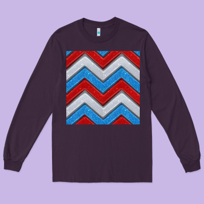 Glitter 4th Of July Seamless Pattern Long Sleeve Tee Designed By Bundleandbundleshop