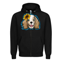 Black cocker spaniel sunflower Zipper Hoodie - Jasminsmagicworld