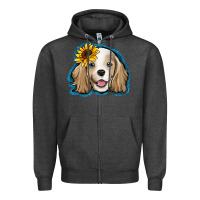 Charcoal Heather cocker spaniel sunflower Zipper Hoodie - Jasminsmagicworld